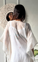 Load image into Gallery viewer, Rabia Women's Lucknowi Handcrafted Mul chanderi Chikankari Kaftan - HONC0313788
