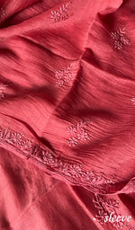 Load image into Gallery viewer, Women's Lakhnavi Handcrafted Mul Chanderi Chikankari Unstitched Kurta Dupatta Set - HONC0236592
