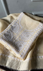 Load image into Gallery viewer, Women's Lakhnavi Handcrafted Pure Organza Chikankari Unstitched Kurta And Dupatta Set- HONC0304149