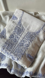 将图像加载到图库查看器中, Titlee Women's Lakhnavi Handcrafted Mul Chanderi Unstitched Kurta And Dupatta Set - HONC0288851