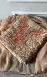 Load image into Gallery viewer, Women's Lakhnavi Handcrafted Unstitched Cotton Chikankari Suit Material - HONC0173411