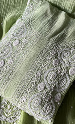 Load image into Gallery viewer, Women's Lakhnavi Handcrafted Mul Chanderi Semi - Stitched Anarkali And Dupatta Set - HONC0305931