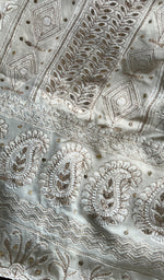 将图像加载到图库查看器中, Saima Women's Lakhnavi Handcrafted Pure Silk Georgette Chikankari  Kurti Fabric - HONC0229270