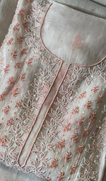 Load image into Gallery viewer, Saziya Women's Lakhnavi Handcrafted Mul Chanderi Semi - Stitched Kurta And Dupatta Set - HONC0288862