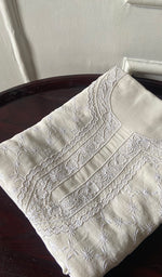 将图像加载到图库查看器中, Lucknowi Handcrafted Pure Silk Georgette Chikankari Unstitched Men's Kurta Fabric - HONC0333625