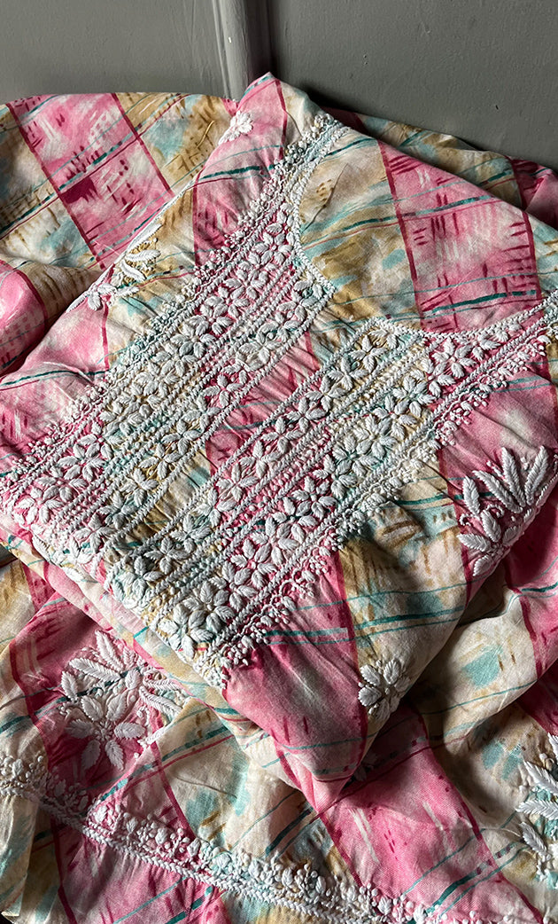 Women's Lakhnavi Handcrafted Cotton Chikankari Kurta And Kurta Dupatta Set - HONC0312682