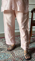 Load image into Gallery viewer, Women's Lakhnavi Handcrafted Chanderi Silk Chikankari Top And Pant Set - HONC0360677