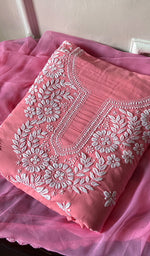 将图像加载到图库查看器中, Women's Lakhnavi Handcrafted Modal Cotton Chikankari Suit Material - HONC0275957
