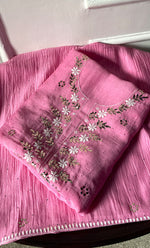 Load image into Gallery viewer, Women's Lakhnavi Handcrafted Unstitched Mul Chanderi Kurta And Dupatta Set - HONC0323630