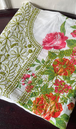 将图像加载到图库查看器中, Women's Lakhnavi Handcrafted Cotton Chikankari Unstitched Kurti Fabric - HONC0284318