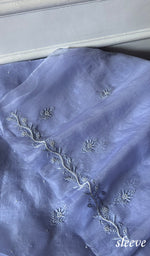 Load image into Gallery viewer, Women's Lakhnavi Handcrafted Pure Organza Chikankari Unstitched Kurta And Dupatta Set- HONC0342727