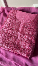 将图像加载到图库查看器中, Women's Lakhnavi Handcrafted Tussar Silk Chikankari Kurta And Dupatta Set - HONC020268