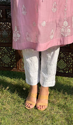Load image into Gallery viewer, Women's Lucknowi Handcrafted Linen Cotton Chikankari Pant - HONC0244639