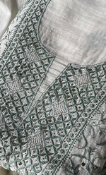 Load image into Gallery viewer, Women's Lakhnavi Handcrafted Mul Chanderi Unstitched Kurta And Dupatta Set- HONC0278929