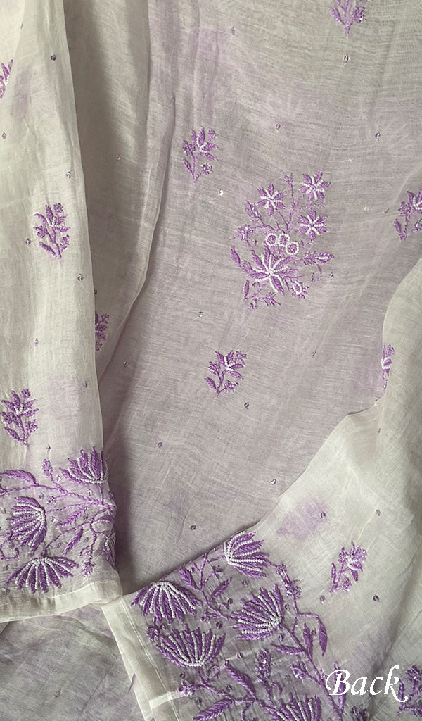 Gulpari Women's Lakhnavi Handcrafted Mul Chanderi Semi - Stitched Kurta And Dupatta Set - HONC0243892