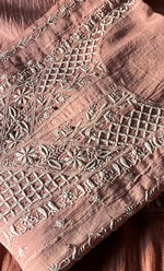 Load image into Gallery viewer, Women's Lakhnavi Handcrafted Mul Chanderi Semi - stitched Anarkali And Dupatta Set- HONC0284742