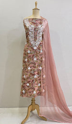 Load image into Gallery viewer, Women's Lakhnavi Handcrafted Cotton Chikankari Suit Material- HONC0194340