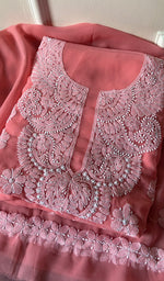 将图像加载到图库查看器中, Women's Lucknowi Handcrafted Faux-Georgette Chikankari Suit Material - HONC0263004