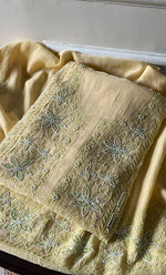 Load image into Gallery viewer, Women's Lakhnavi Handcrafted Mul Chanderi Unstitched Kurta And Dupatta Set - HONC0302256