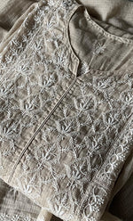 Load image into Gallery viewer, Women's Lakhnavi Handcrafted Kota Cotton Semi -Stitched Kurta And Dupatta Set- HONC0304839