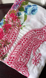 将图像加载到图库查看器中, Women's Lakhnavi Handcrafted Cotton Chikankari Unstitched Kurti Fabric - HONC0284316