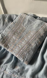 Load image into Gallery viewer, Women's Lakhnavi Handcrafted Mul Chanderi UnStitched Kurta And Dupatta Set - HONC0318519