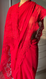 Load image into Gallery viewer, Women's Lucknowi Handcrafted Faux-Georgette Chikankari Saree - HONC0295215