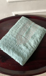 将图像加载到图库查看器中, Lucknowi Handcrafted Viscose Georgette Chikankari Unstitched Men's Kurta Fabric - HONC0264753