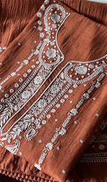 将图像加载到图库查看器中, Hana Women's Lakhnavi Handcrafted Mul Chanderi Semi - Stitched Kurta And Dupatta Set - HONC0290060