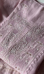 Load image into Gallery viewer, Women's Lakhnavi Handcrafted Mul Chanderi Semi - stitched Kurta And Dupatta Set- HONC0305140