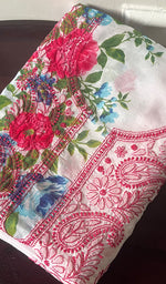 将图像加载到图库查看器中, Women's Lakhnavi Handcrafted Cotton Chikankari Unstitched Kurti Fabric - HONC0284339