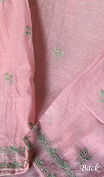 Load image into Gallery viewer, Women's Lakhnavi Handcrafted Mul Chanderi Chikankari Semi - Stitched Kurta Dupatta Set - HONC0232315