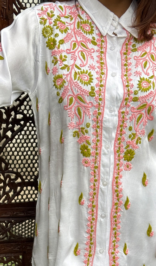 Women's Lakhnavi Handcrafted Modal Cotton Chikankari Top And Pant Set - HONC0244566