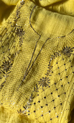 Load image into Gallery viewer, Fauzia Women's Lakhnavi Handcrafted Mul Chanderi Semi - Stitched Kurta And Dupatta Set - HONC0309549