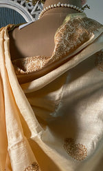 将图像加载到图库查看器中, Women's Lakhnavi Handcrafted Tussar Silk Chikankari Saree - HONC0245787