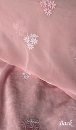 将图像加载到图库查看器中, Women's Lakhnavi Handcrafted Pure Silk Georgette Chikankari Suit Material - HONC0185396
