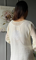 Load image into Gallery viewer, Women's Lakhnavi Handcrafted Kota Cotton Chikankari Kurti - HONC0305764