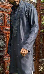 Load image into Gallery viewer, Men's Lucknowi Handcrafted Cotton Chikankari Kurta - HONC0324702