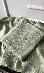 Load image into Gallery viewer, Women's Lucknowi Handcrafted Unstitched Chanderi Silk Chikankari Full Suit Material - HONC0322711