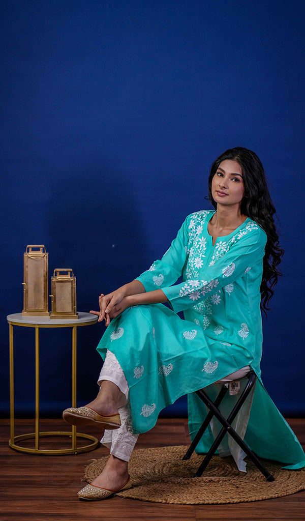 Reet Women's Lucknowi Handcrafted Modal Cotton Chikankari Kurti - HONC0211929