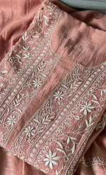 将图像加载到图库查看器中, Women's Lakhnavi Handcrafted Mul Chanderi Semi - Stitched Kurta And Dupatta Set - HONC0284761