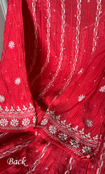 Load image into Gallery viewer, Women's Lakhnavi Handcrafted Mul Chanderi Semi - Stitched Anarkali And Dupatta Set- HONC0300027