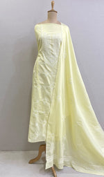Load image into Gallery viewer, Women's Lakhnavi Handcrafted Cotton Chikankari Kurta And Dupatta Set- HONC0185405