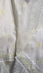 Load image into Gallery viewer, Aaliyah Women's Lakhnavi Handcrafted Mul Chanderi Semi - Stitched Kurta And Dupatta Set - HONC0253631