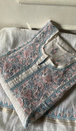 Load image into Gallery viewer, Women's Lakhnavi Handcrafted Mul Chanderi Semi - Stitched Kurta And Dupatta Set- HONC0343194
