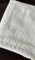 Load image into Gallery viewer, Women's Lakhnavi Handcrafted Chanderi Silk Chikankari Unstitched Kurti Fabric - HONC0191284