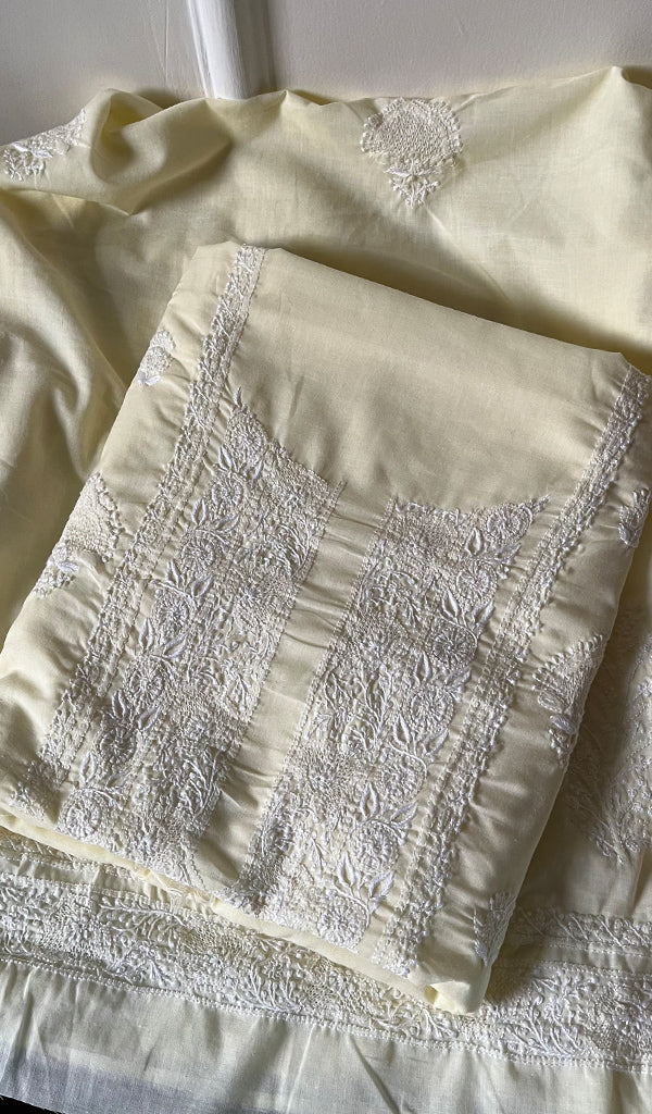 Yellow Cotton Unstitched Kurta And Dupatta