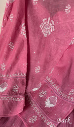 Load image into Gallery viewer, Asmaan Women's Lakhnavi Handcrafted Mul Chanderi Semi - Stitched Kurta And Dupatta Set - HONC0253342