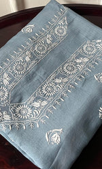 将图像加载到图库查看器中, Lucknowi Handcrafted Chanderi Silk Chikankari Unstitched Unisex Kurta Fabric - HONC0288639