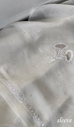 Load image into Gallery viewer, Women's Lakhnavi Handcrafted Pure Organza Chikankari Unstitched Kurta And Dupatta Set- HONC0359777